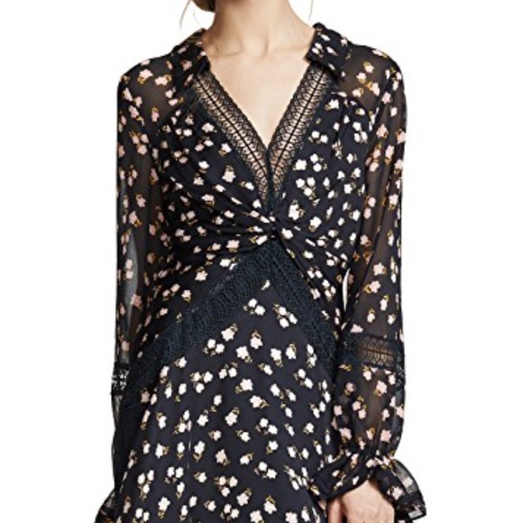 Self-Portrait Twist Front Ditsy Mini Dress